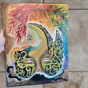 Mardi Gras Mask - 16 x 20 Acrylic Painted By Me